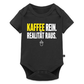 Realität Raus und Kaffee Rein - Baby Premium Kurzarmbody - Schwarz - Vorne