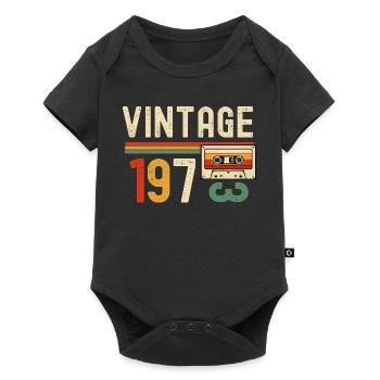 Vintage 70s Cassette Retro - Baby Premium short-sleeve bodysuit - black - Front