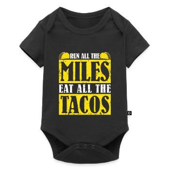 Courez tous les kilomètres Mangez tous les tacos - Body à manches courtes Premium Bébé - noir - Devant