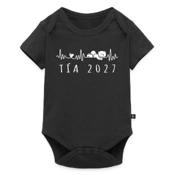Futura Tía 2027 Latido del Corazón Embarazo - Baby Premium Kurzarmbody - Schwarz - Vorne