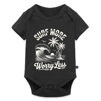 Surfez plus, inquiétez-vous, moins de vagues de vacances d’été - Body à manches courtes Premium Bébé - noir - Devant
