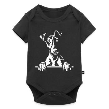 Foxterrier Kopf "Black Edition" - Baby Premium Kurzarmbody - Schwarz - Vorne