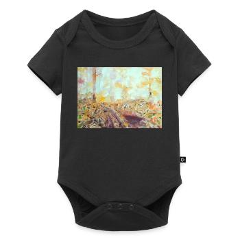 Paysage aquarelle forestier automne - Body à manches courtes Premium Bébé - noir - Devant
