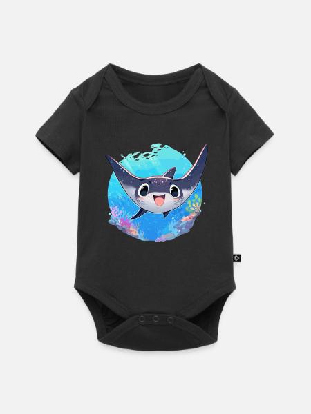 Rochen Mantarochen - Baby Premium Kurzarmbody - Schwarz
