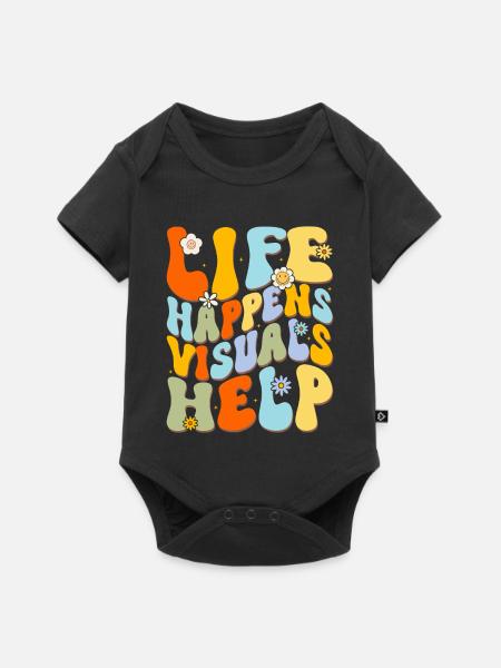 Lebensfreude bunte Buchstaben - Baby Premium Kurzarmbody - Schwarz