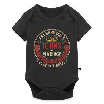 Humour Anniversaire : J'ai Survécu à 10 Ans - Body à manches courtes Premium Bébé - noir - Devant