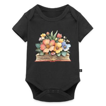 Livre fleuri - Body à manches courtes Premium Bébé - noir - Devant