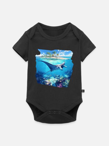 Rochen Mantarochen - Baby Premium Kurzarmbody - Schwarz