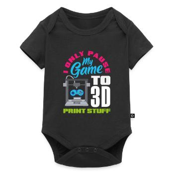 Pause my game only for 3D printing gamers - Baby Premium short-sleeve bodysuit - black - Front