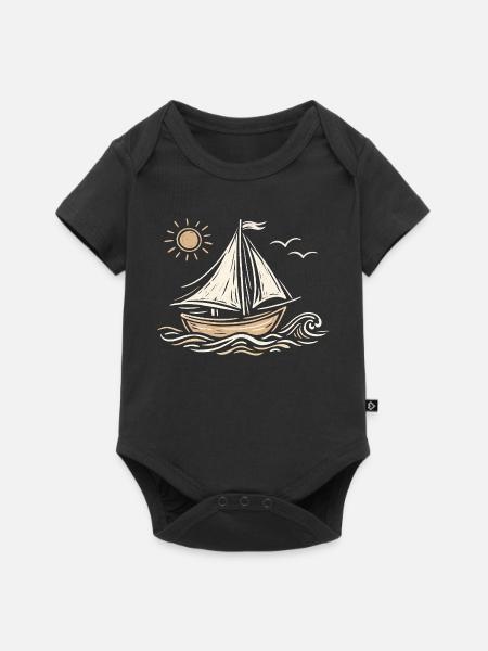 Segelboot Skizze - Baby Premium Kurzarmbody - Schwarz