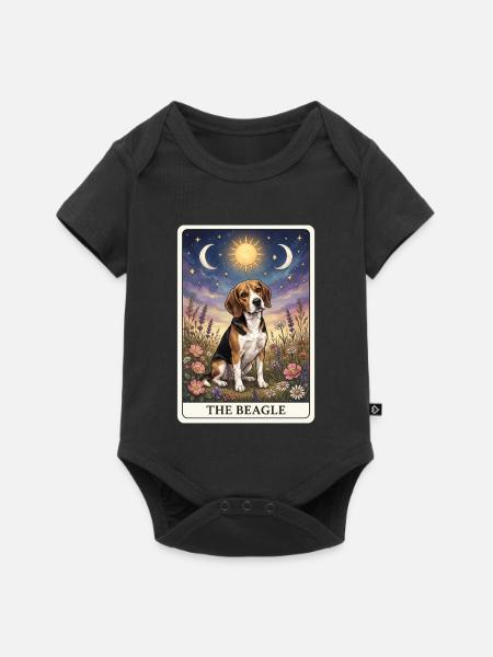 Beagle Tarotkarte - Baby Premium Kurzarmbody - Schwarz