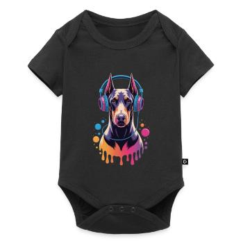 Doberman avec casque - Body à manches courtes Premium Bébé - noir - Devant