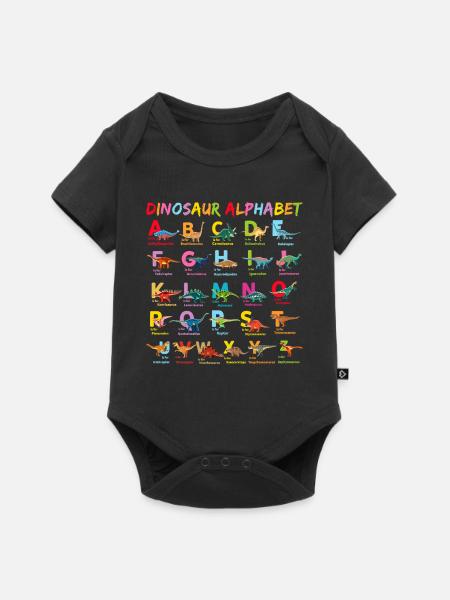 Alphabet Dinosaurier Alphabet Child - Baby Premium Kurzarmbody - Schwarz