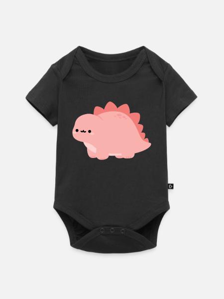 Süßer pinker Stegosaurus-Dino - Baby Premium Kurzarmbody - Schwarz