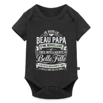 Cadeau Beau Papa Belle Fille Humour - Body à manches courtes Premium Bébé - noir - Devant