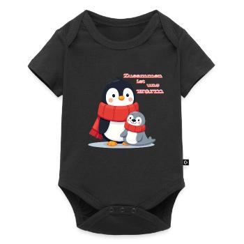 Zusammen ist uns warm Pinguin und Robbe Winter - Baby Premium Kurzarmbody - Schwarz - Vorne