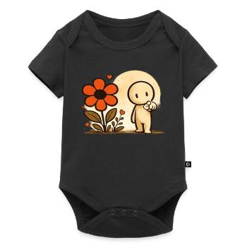 Der kleine Gedanke | Blume - Baby Premium Kurzarmbody - Schwarz - Vorne
