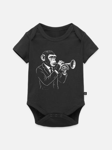 Chimp Jazz Trompete im Anzug - Baby Premium Kurzarmbody - Schwarz
