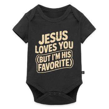Jesus Loves You But I Am His Favorite - Baby Premium short-sleeve bodysuit - black - Front