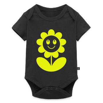 Tournesol souriant Jaune néon - Body à manches courtes Premium Bébé - noir - Devant