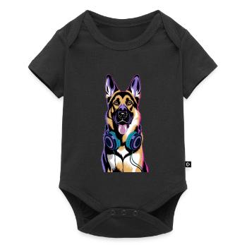 German Shepherd with Headphones - Baby Premium short-sleeve bodysuit - black - Front