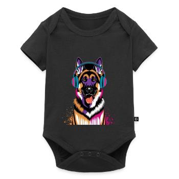 Berger allemand avec casque - Body à manches courtes Premium Bébé - noir - Devant