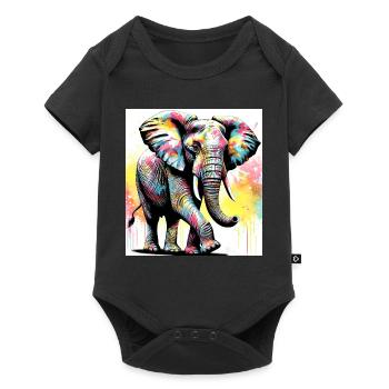 éléphant - Body à manches courtes Premium Bébé - noir - Devant