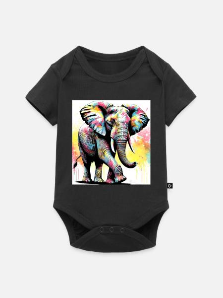 Elefant - Baby Premium Kurzarmbody - Schwarz