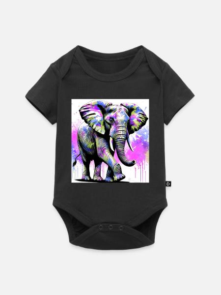 Elefant - Baby Premium Kurzarmbody - Schwarz
