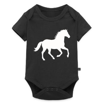 Silhouette d’un cheval sauvage - Body à manches courtes Premium Bébé - noir - Devant