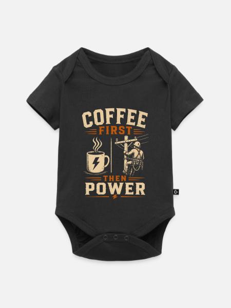 Stromleitung Kaffee Elektriker Technik - Baby Premium Kurzarmbody - Schwarz