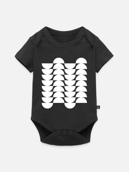 Wellengitter-Halbkreismuster - Baby Premium Kurzarmbody - Schwarz