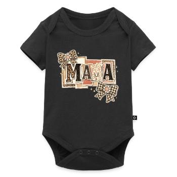 Mama Léopard et Nœuds | Cadeau Fête des Mères - Body à manches courtes Premium Bébé - noir - Devant