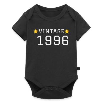 VINTAGE_1996_texte_blanc_etoiles_jaunes_sans_ - Body à manches courtes Premium Bébé - noir - Devant