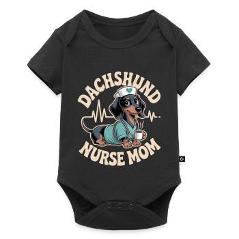 Dachshund Nurse Mom - Baby Premium short-sleeve bodysuit - black - Front