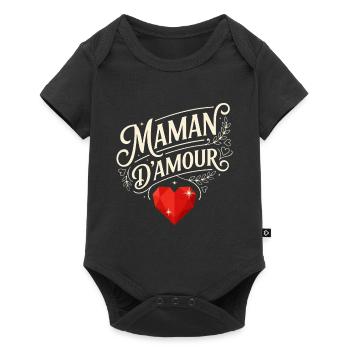 Maman D'amour Typographie Cœur Rouge - Body à manches courtes Premium Bébé - noir - Devant