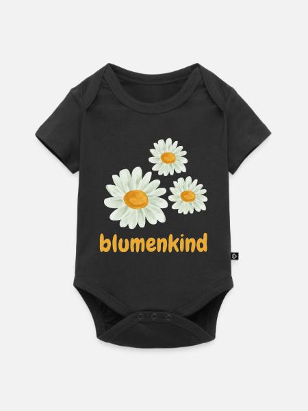 Blumenkind - Baby Premium Kurzarmbody - Schwarz