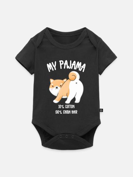Hund Shiba Pyjama - Baby Premium Kurzarmbody - Schwarz
