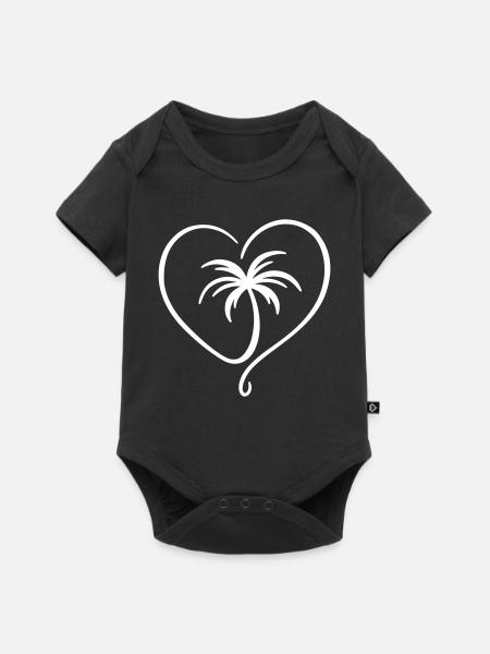 Palme Herz Liebe Urlaub - Baby Premium Kurzarmbody - Schwarz