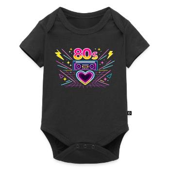 Neon 80s Heart Boombox - Baby Premium short-sleeve bodysuit - black - Front