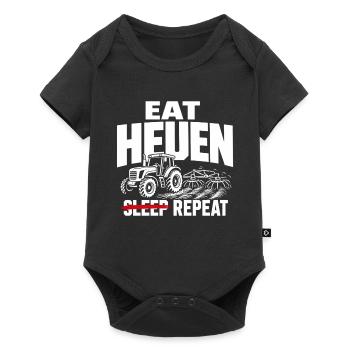 Traktor im Feld – Essen Schlafen Heuen Wiederholen - Baby Premium Kurzarmbody - Schwarz - Vorne