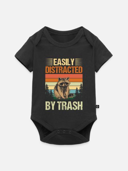 Trash Panda Raccoon - Baby Premium Kurzarmbody - Schwarz