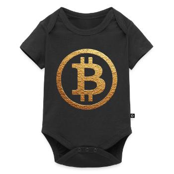 Bitcoin gold Symbol - Baby Premium Kurzarmbody - Schwarz - Vorne