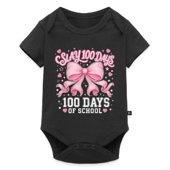 Pink Bow Coquette 100 Day School Y2K Trend - Baby Premium short-sleeve bodysuit - black - Front