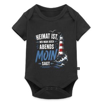 Heimat Moin Abend Leuchtturm - Baby Premium Kurzarmbody - Schwarz - Vorne