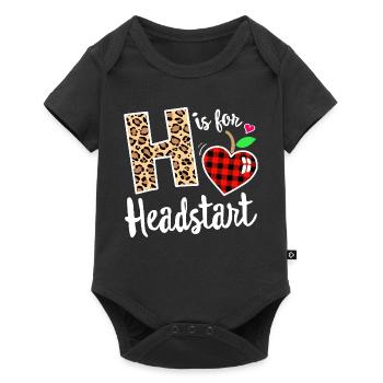 Cœur à carreaux de Léopard H Headstart - Body à manches courtes Premium Bébé - noir - Devant