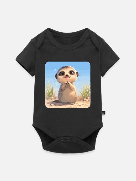 Meerkat Erdmännchen - Baby Premium Kurzarmbody - Schwarz