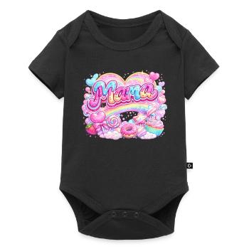 Mama Candy und Regenbogen | Mama-Geschenk - Baby Premium Kurzarmbody - Schwarz - Vorne