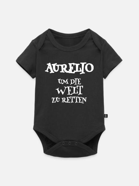 Aurelio Um Die Welt Retten - Baby Premium Kurzarmbody - Schwarz