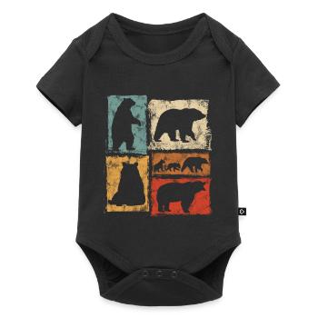 Bears Perspectives Imprimé rétro animalier - Body à manches courtes Premium Bébé - noir - Devant